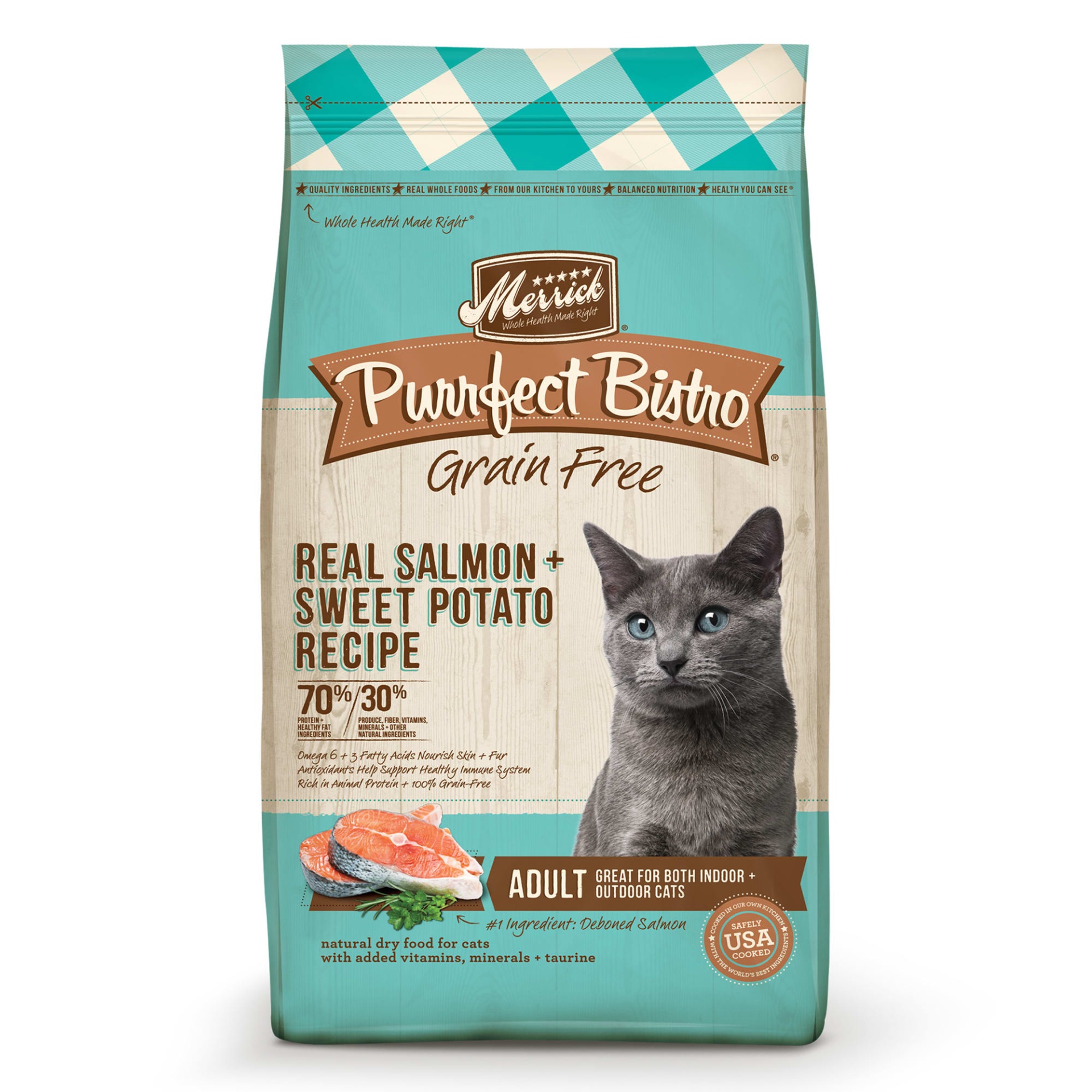 slide 1 of 1, Merrick Purrfect Bistro Grain Free Real Salmon Adult Dry Cat Food, 12 lb