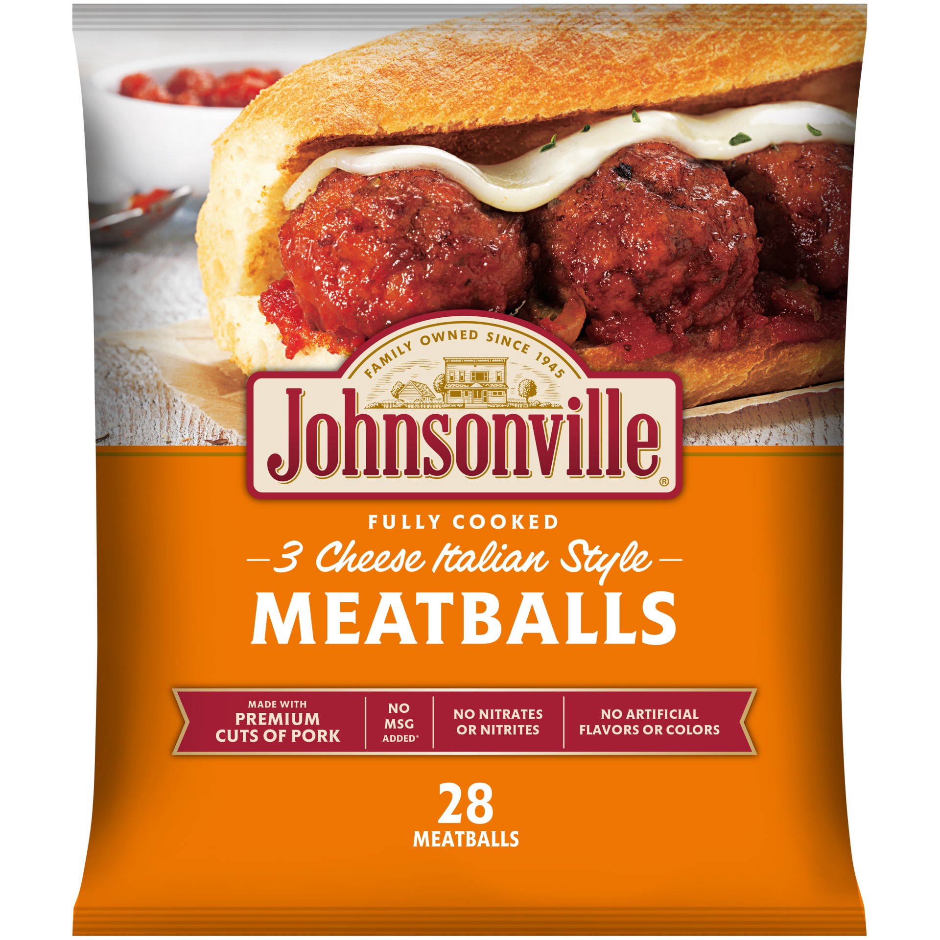 slide 2 of 3, Johnsonville Three Cheese Italian Style Meatballs, 24 oz