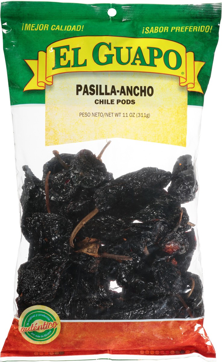 slide 6 of 9, El Guapo Whole Pasilla Ancho Chili Pods, 11 oz, 11 oz