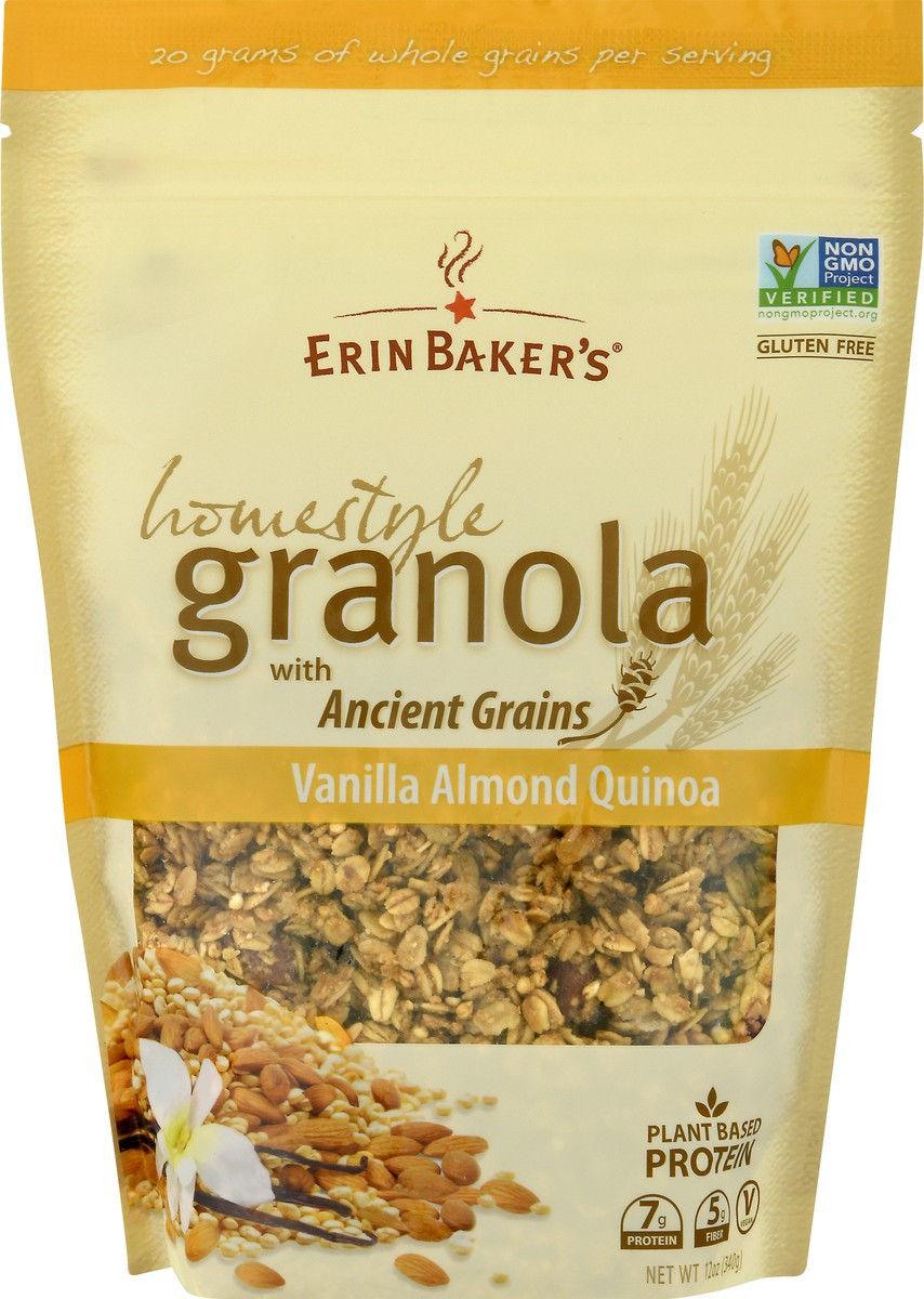 slide 1 of 12, Erin Baker's Homestyle Vanilla Almond Quinoa Granola 12 oz, 12 oz