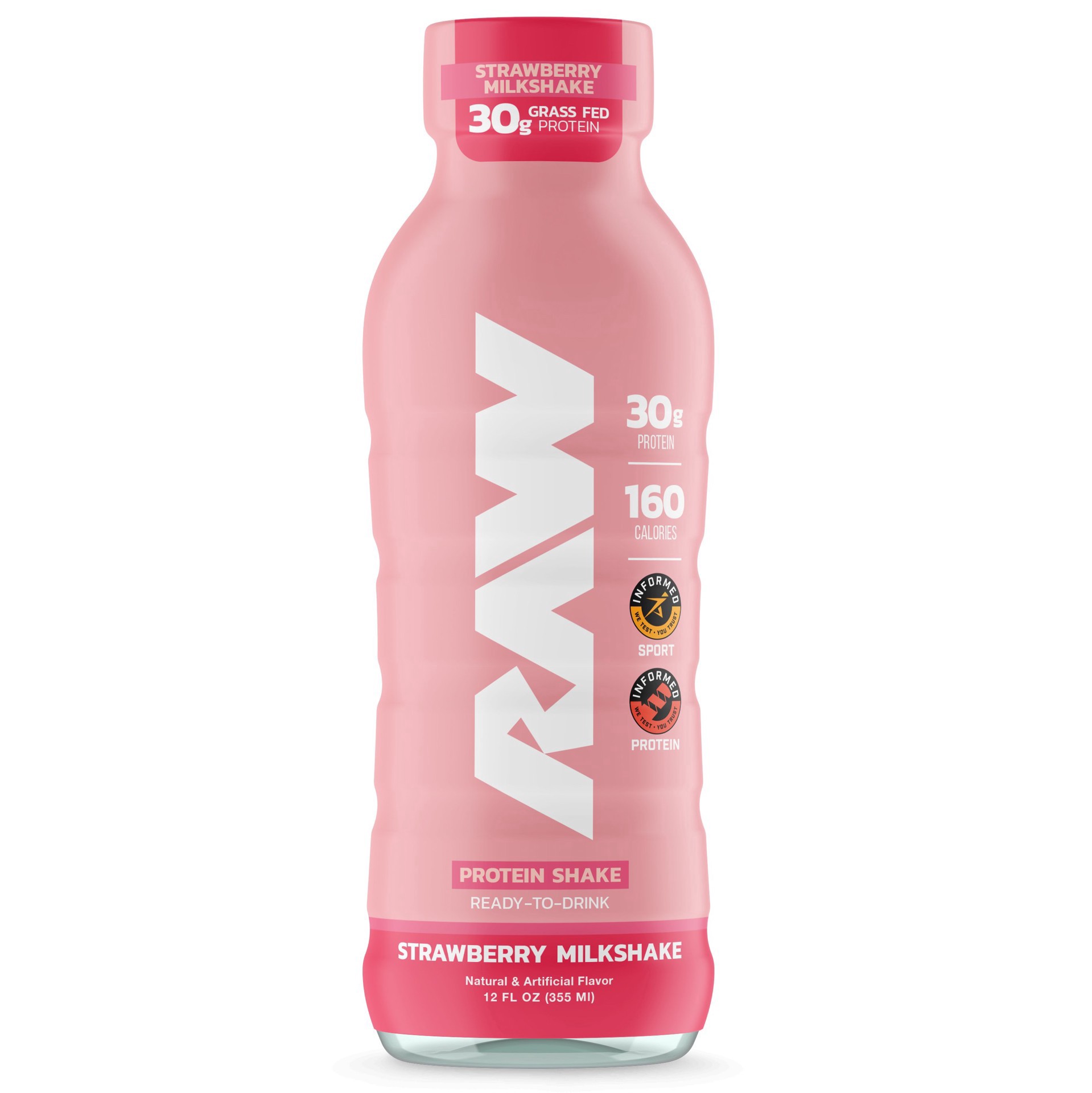 slide 1 of 1, Raw Strawberry Milkshake Protein Shake 12 fl oz, 12 fl oz