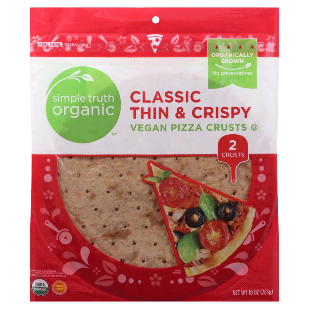 slide 3 of 3, Simple Truth Organic Classic Thin & Crispy Vegan Pizza Crusts, 2 ct; 10 oz