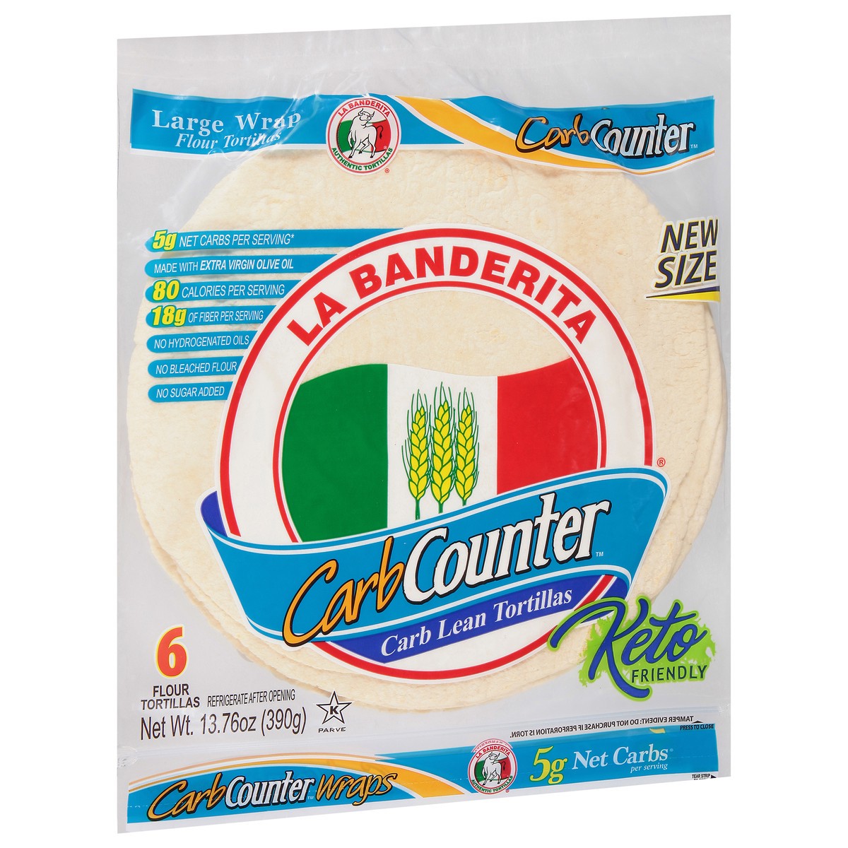 slide 5 of 9, La Banderita Carb Counter, 10" Tortillas, Keto Certified, 6 ct
