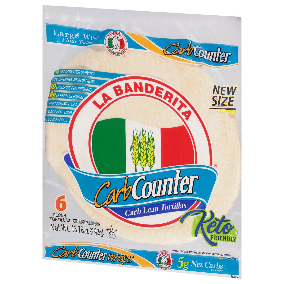 slide 3 of 9, La Banderita Carb Counter, 10" Tortillas, Keto Certified, 6 ct