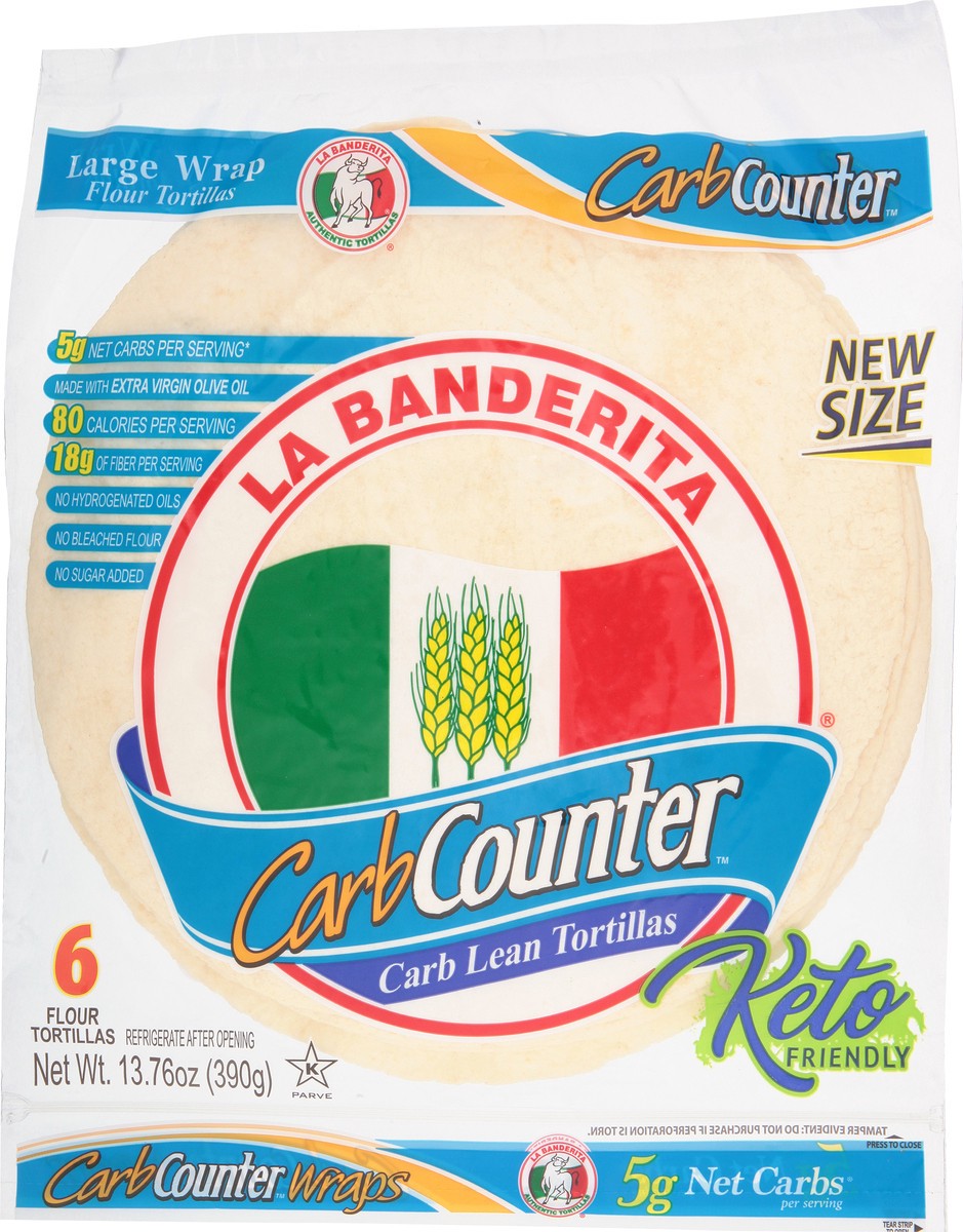 slide 9 of 9, La Banderita Carb Counter, 10" Tortillas, Keto Certified, 6 ct