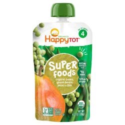 Happy Tot Organics Superfoods Stage 4 Organic Pears, Green Beans & Peas + Super Chia Pouch 4.22 oz UNIT