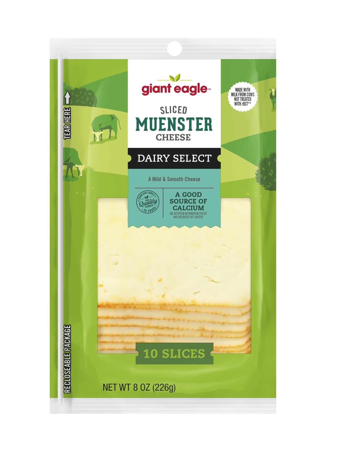 slide 1 of 1, Giant Eagle Sliced Muenster Cheese, 8 oz