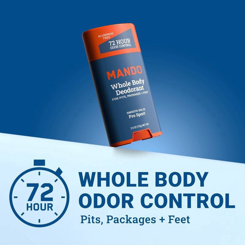 slide 10 of 10, Mando Whole Body Deodorant - Men's Aluminum-Free Smooth Solid Stick Deodorant - Pro Sport - 2.6 oz, 2.6 oz