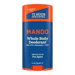 Mando Whole Body Deodorant - Men's Aluminum-Free Smooth Solid Stick Deodorant - Pro Sport - 2.6 oz