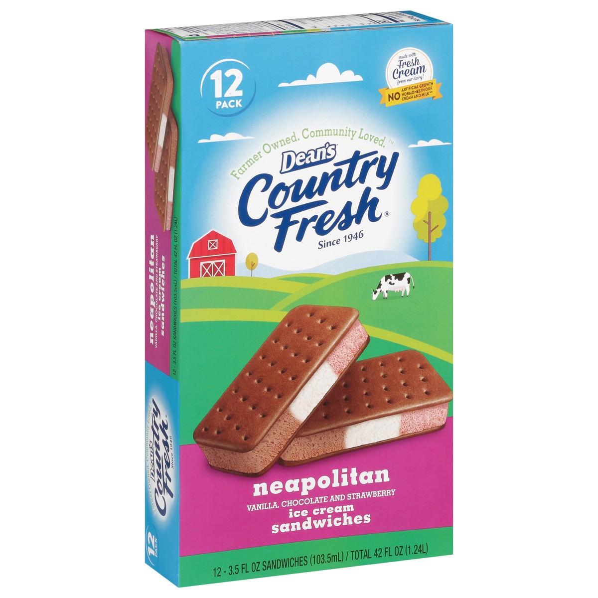slide 2 of 14, Country Fresh Neapolitan Ice Cream Sandwiches, 12 ct