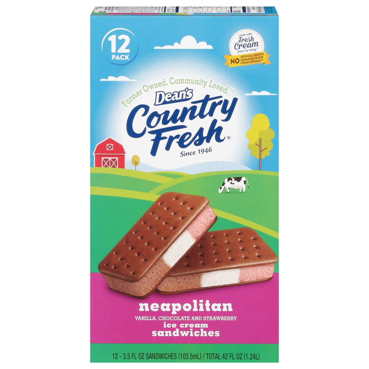 slide 10 of 14, Country Fresh Neapolitan Ice Cream Sandwiches, 12 ct