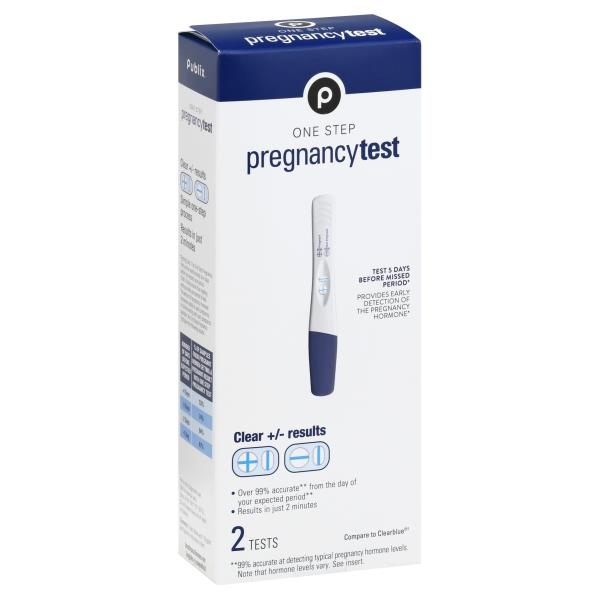 slide 1 of 1, Publix Pregnancy Test, One Step, 2 ct