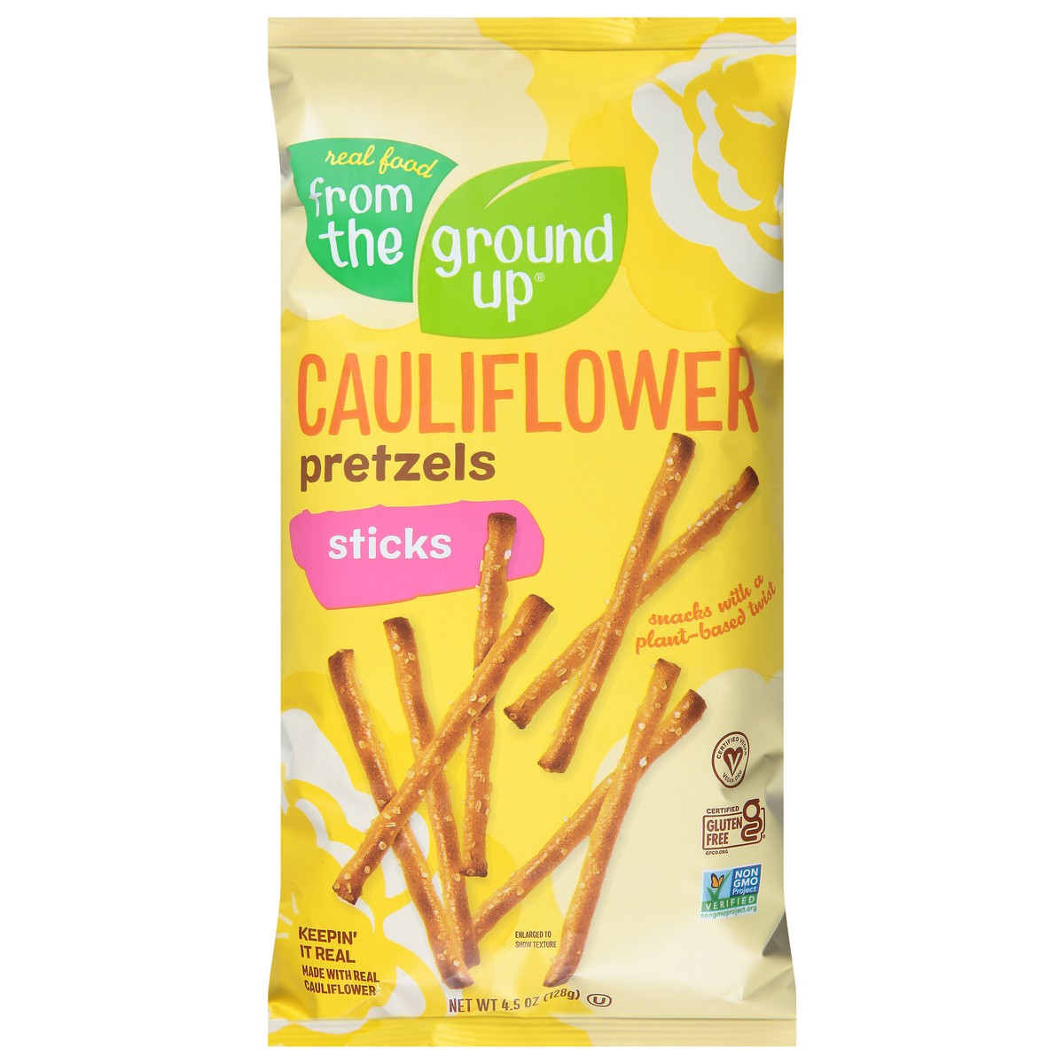 slide 1 of 9, Real Food From the Ground Up Sticks Cauliflower Pretzels 4.5 oz, 4.5 oz