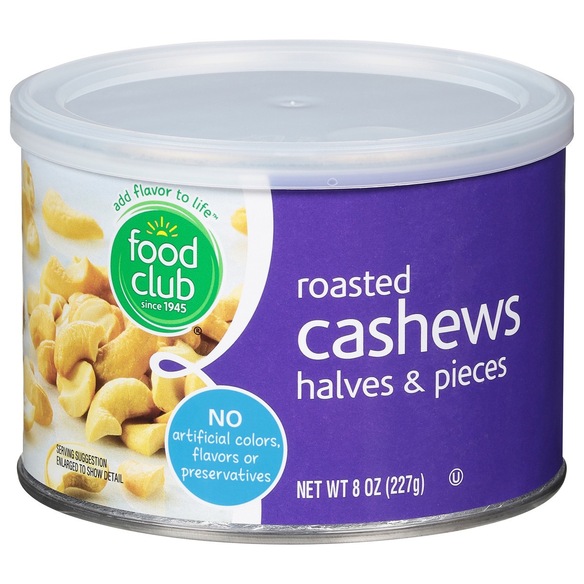 slide 1 of 1, Food Club Halves & Pieces Cashews, 8 oz