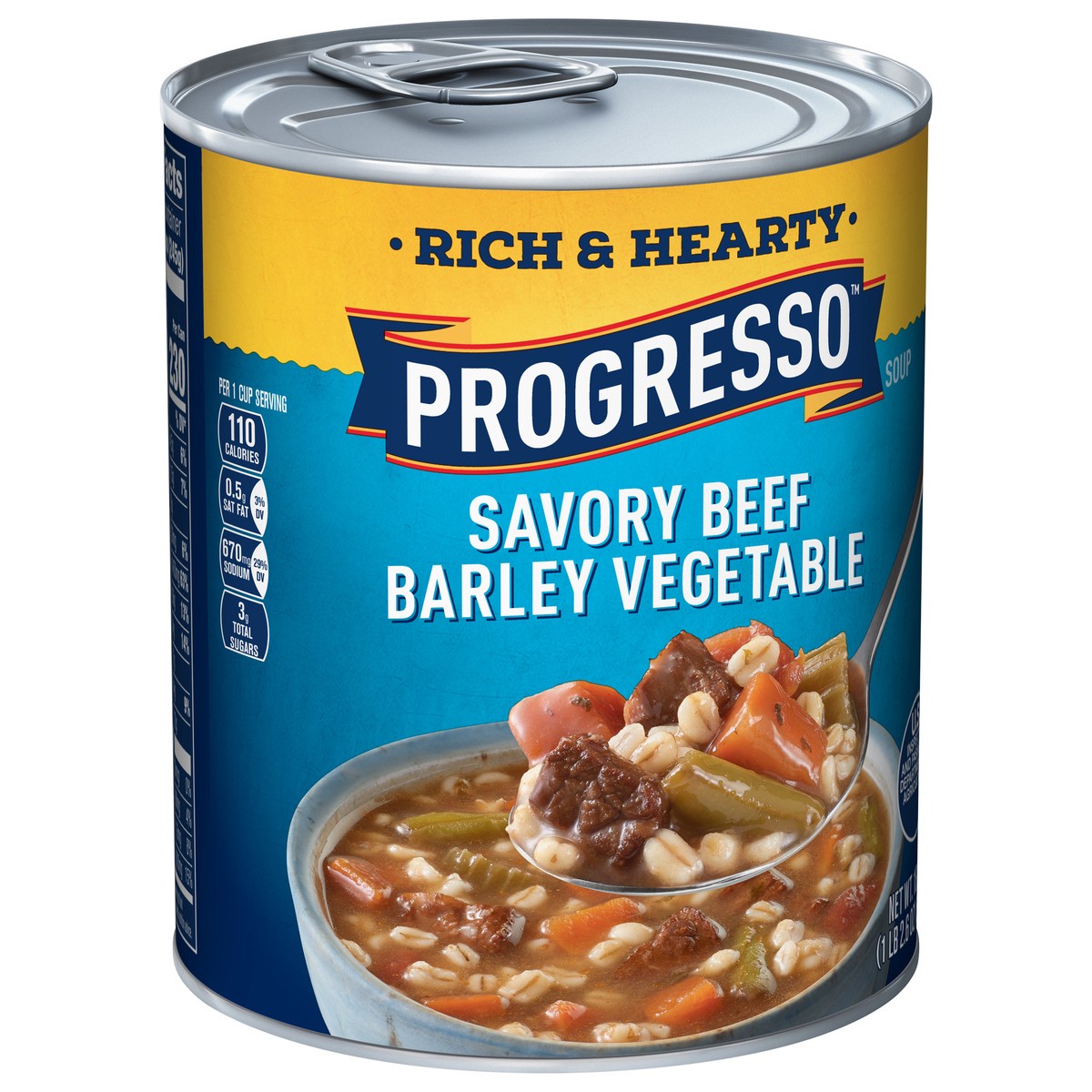 slide 6 of 8, Progresso Rich & Hearty, Savory Beef Barley Vegetable Canned Soup, 18.6 oz., 18.6 oz