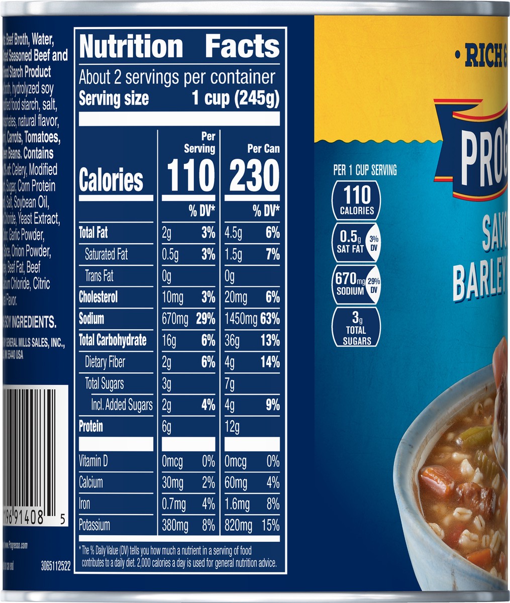 slide 7 of 8, Progresso Rich & Hearty, Savory Beef Barley Vegetable Canned Soup, 18.6 oz., 18.6 oz