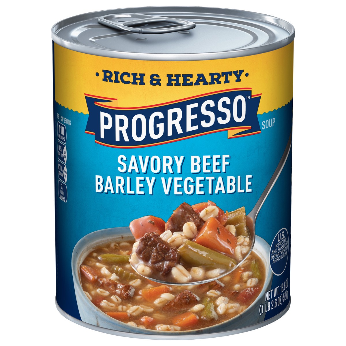 slide 1 of 8, Progresso Rich & Hearty, Savory Beef Barley Vegetable Canned Soup- 18.6 oz, 18.6 oz