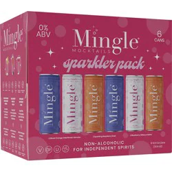 Mingle Non-Alcoholic Blood Orange Elderflower Mimosa/Sparkling Raspberry Rose/Blackberry Hibiscus Bellini Sparkler Pack Mocktails 6 - 12 fl oz Cans