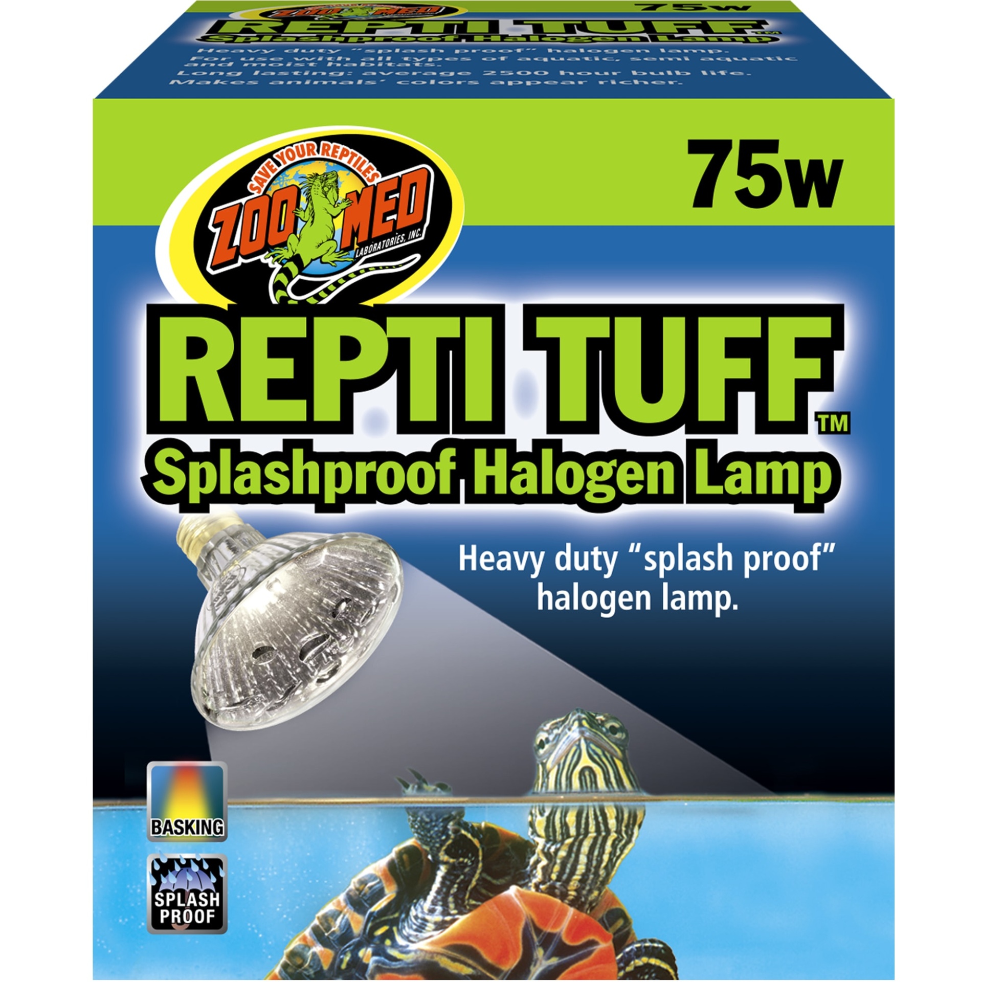 slide 1 of 1, Zoo Med Turtle Tuff Splashproof Halogen Lamp, 75 Watts, 1 ct