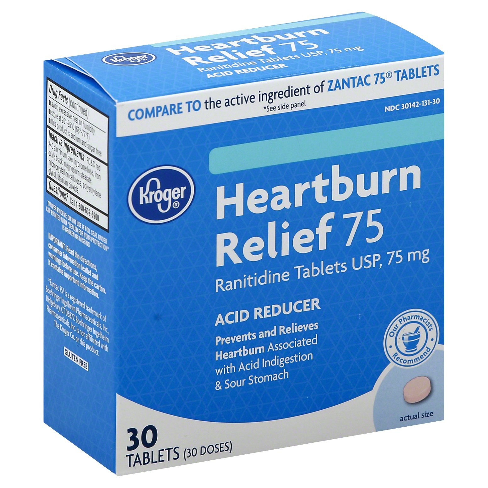 slide 1 of 1, Kroger Heartburn Relief Acid Reducer, 30 ct