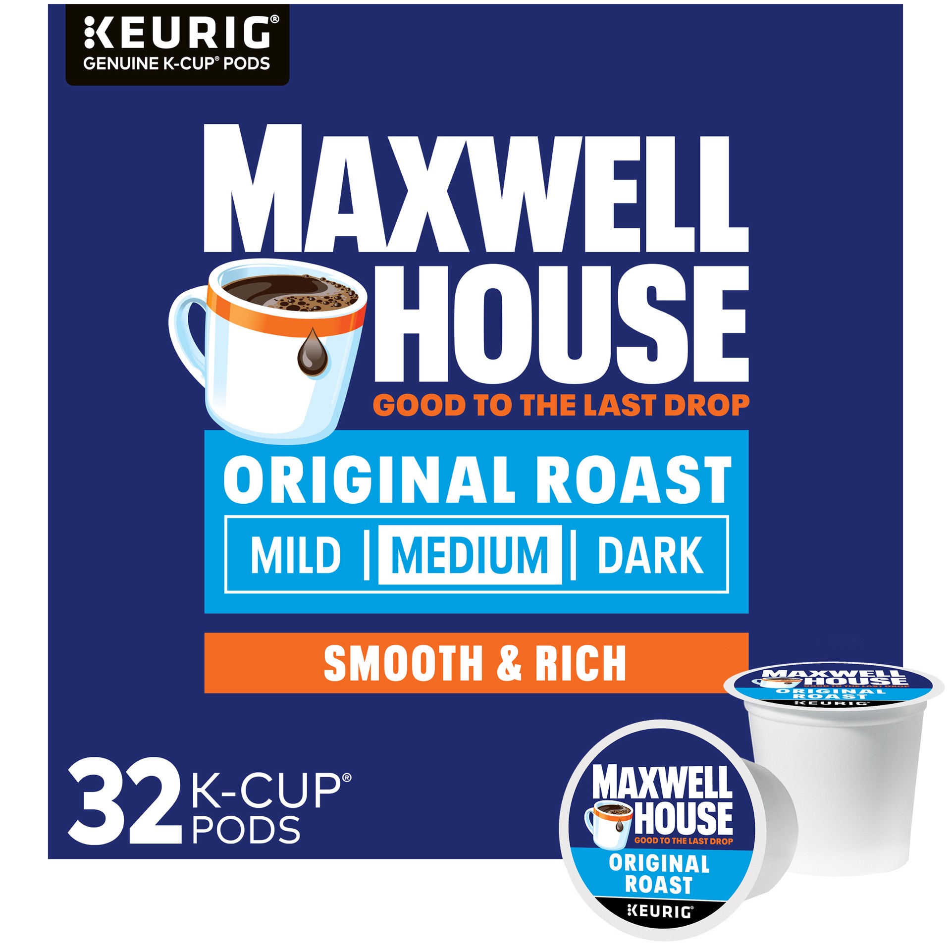 slide 1 of 4, Maxwell House Original Roast Medium Roast K-Cup Coffee Pods, 32 ct Box, 32 ct