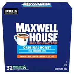Maxwell House Original Roast Medium Roast K-Cup Coffee Pods, 32 ct. Box