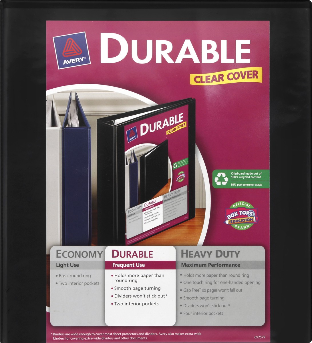 slide 4 of 4, Avery Durable 3-Ring View Binder - Black, 1 in