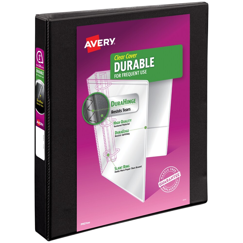 slide 1 of 4, Avery Durable 3-Ring View Binder - Black, 1 in