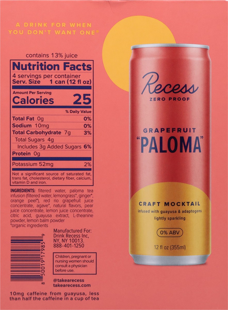 slide 7 of 14, Recess Grapefruit Craft Mocktail 4 - 12 fl oz Cans, 4 ct