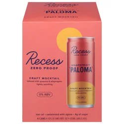 Recess Grapefruit Paloma Craft Mocktail - 4 x 12 fl oz Cans