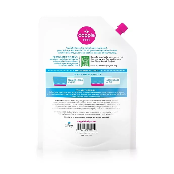 slide 2 of 2, Dapple Baby 3X Laundry Detergent Refill, Fragrance Free, 34 Oz, 34 oz