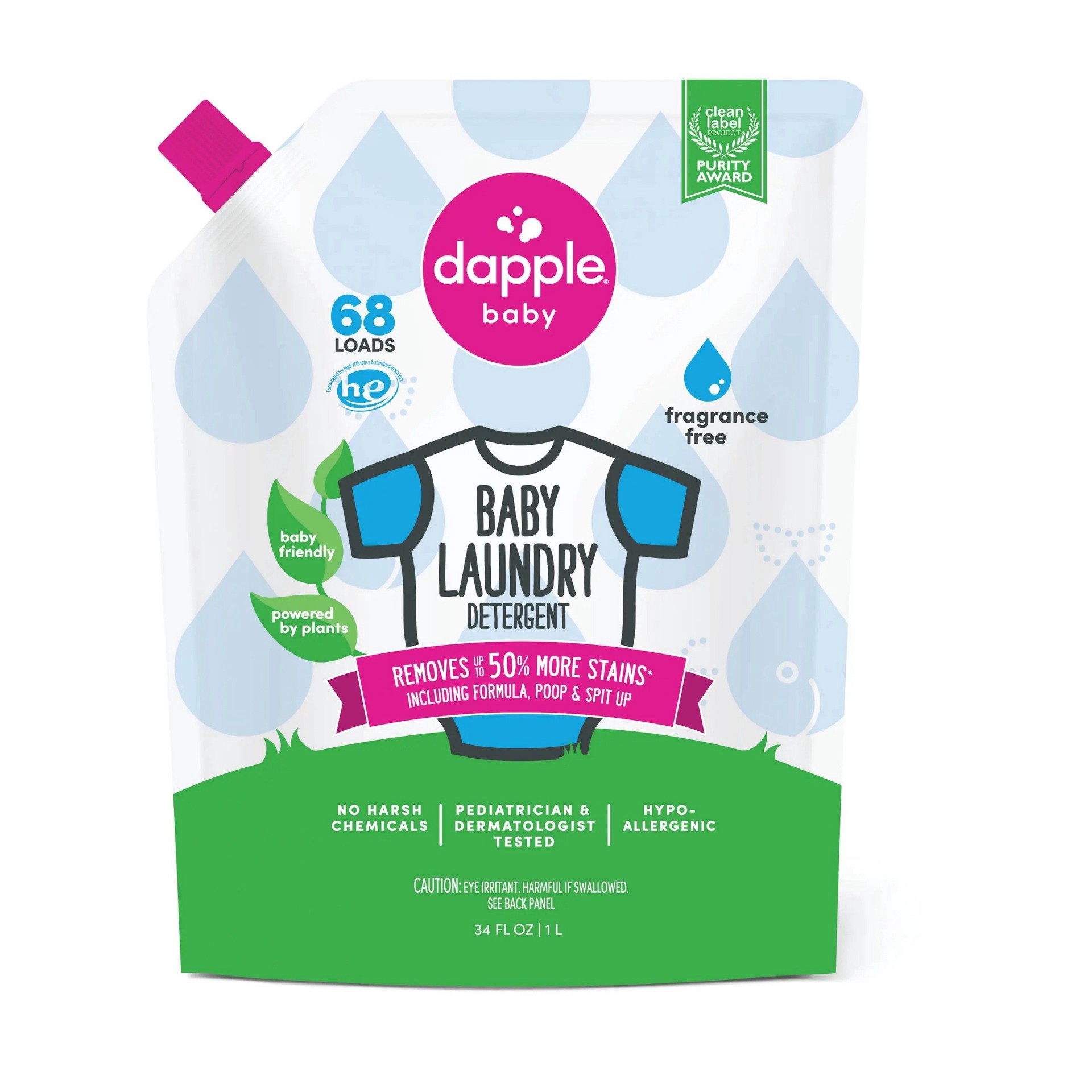 slide 1 of 2, Dapple Baby 3X Laundry Detergent Refill, Fragrance Free, 34 Oz, 34 oz