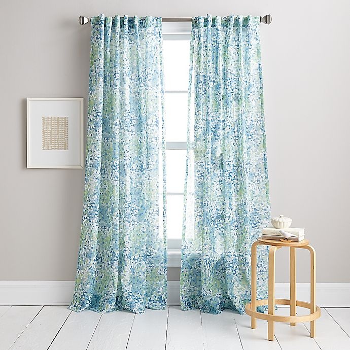 slide 1 of 1, DKNY Modern Botanical Window Curtain Panel - Aqua, 84 in