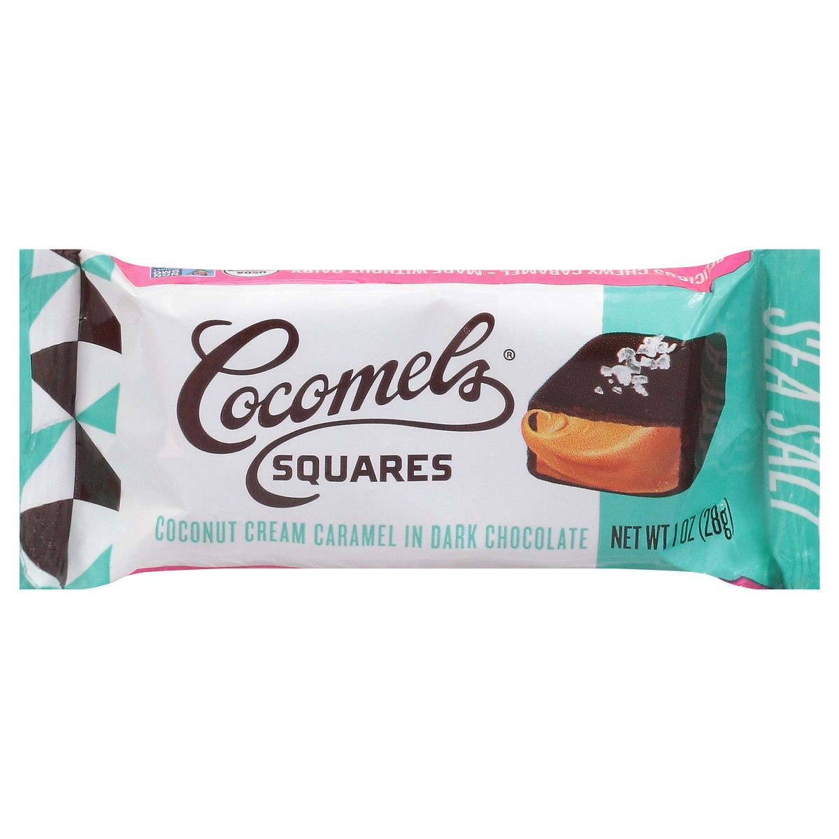 slide 1 of 9, Cocomel's Squares Sea Salt Dark Chocolate 1 oz, 1 oz