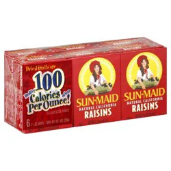 Sun-Maid Raisins Mini Boxes No Sugar Added - 6 oz