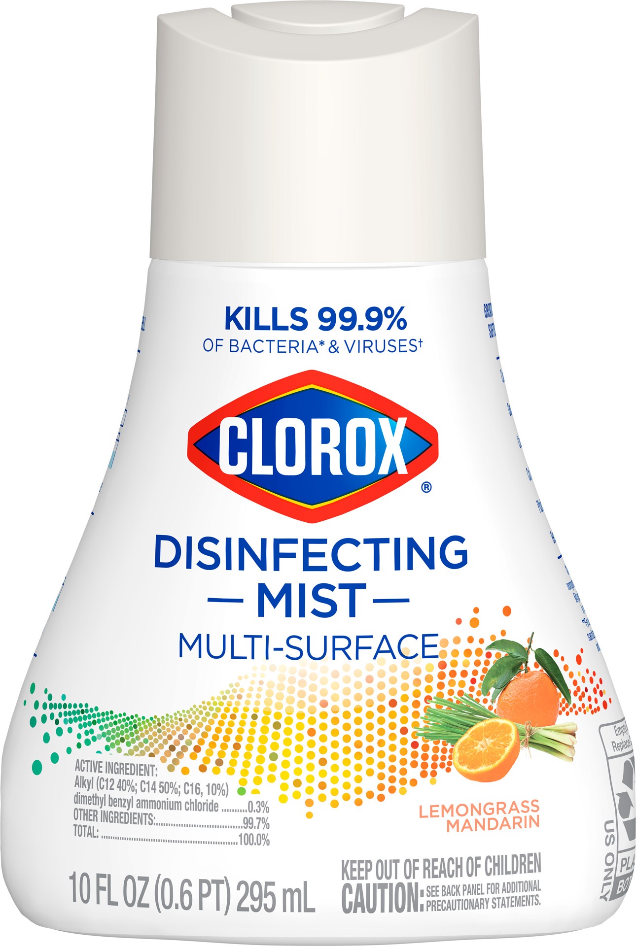 slide 1 of 1, Clorox Disinfecting Mist, Lemongrass Mandarin, Sanitizing and Antibacterial Spray, Sanitizing Fabric and Deodorizing, Refill, 10 Fluid Ounces, 10 oz