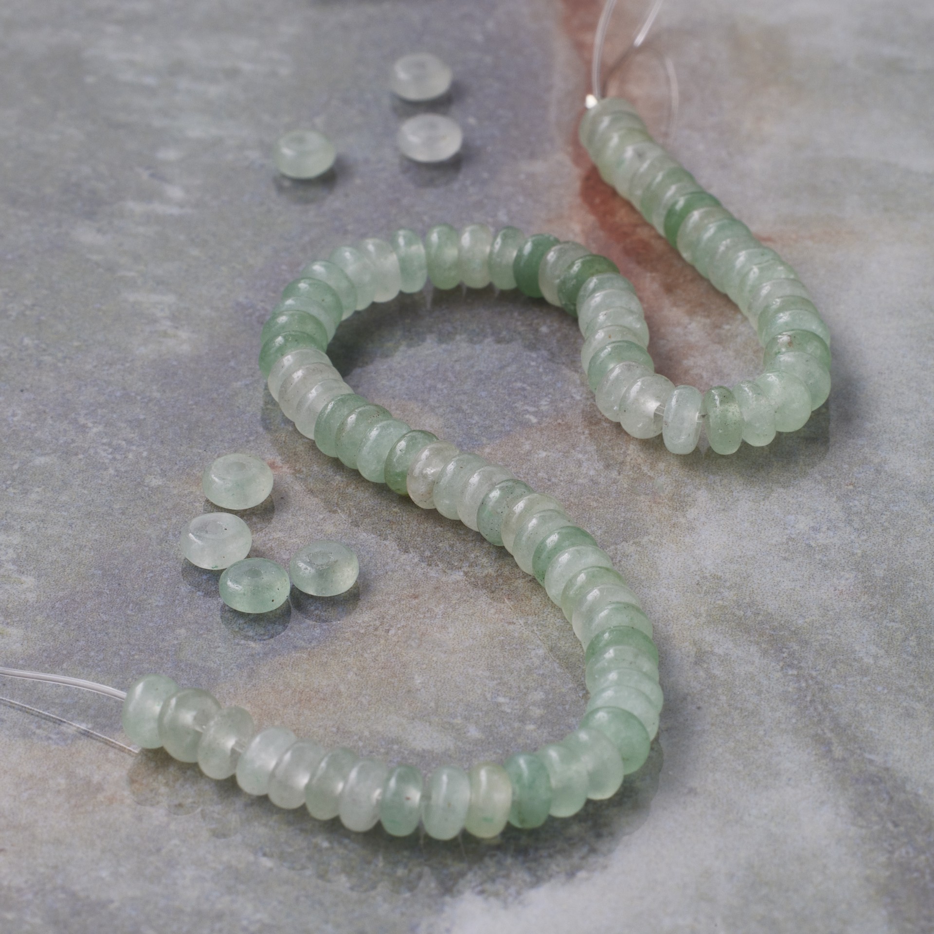 slide 3 of 3, Light Green Dyed Aventurine Rondelle Beads, 4mm By Bead Landing, 4 mm