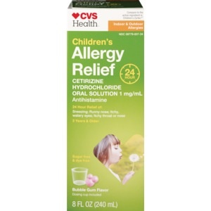 slide 1 of 1, CVS Health 24hr Children's Allergy Relief Bubble Gum Flavor, 8 fl oz