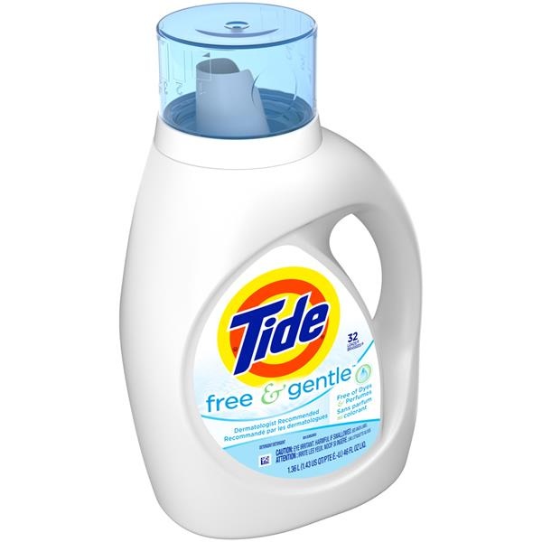 slide 1 of 1, Tide 2X Free & Gentle Liquid Laundry Detergent, 46 oz