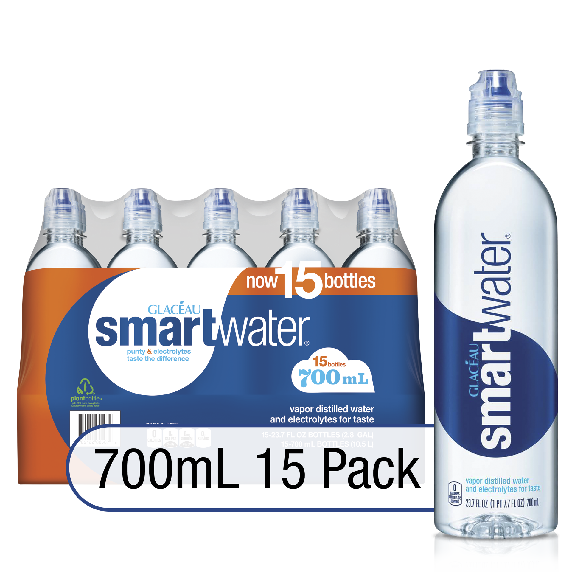 slide 1 of 5, smartwater nutrient-enhanced water Bottles, 23.7 fl oz, 15 Pack, 