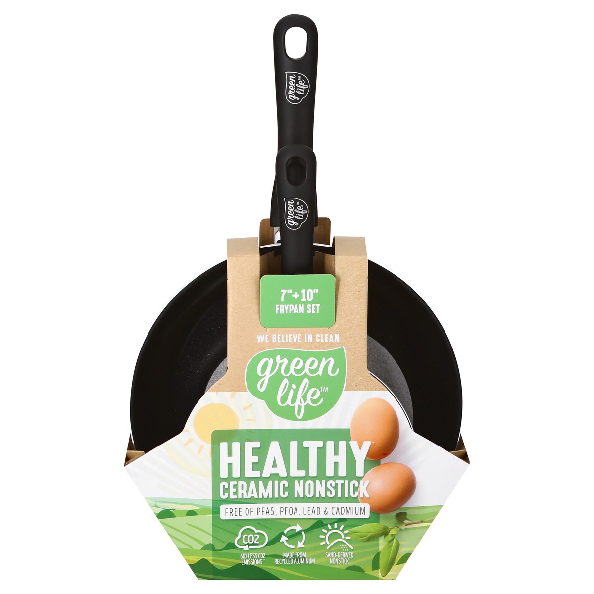 slide 1 of 9, GreenLife Green Life 2Pc Fry Pan Set Black, 1 ct