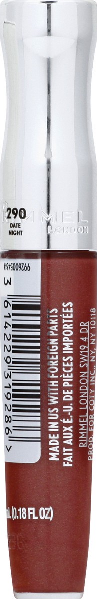 slide 4 of 9, COTY RIMMEL LONDON Rimmel Stay Glossy Lip Gloss - Non-Sticky and Lightweight Formula for Lip Color and Shine - 290 Date Night, .18oz, 6 ml