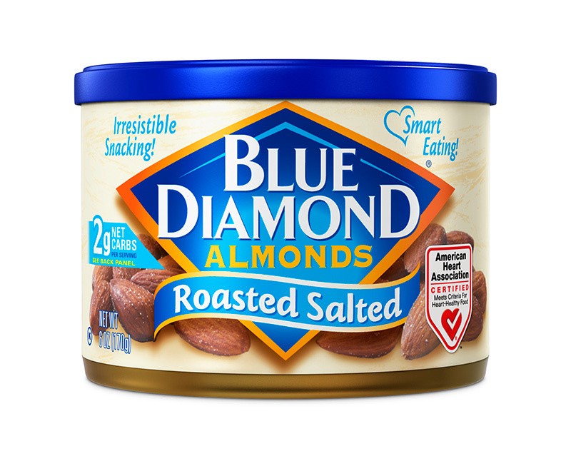 slide 1 of 2, Blue Diamond, Roasted Salted Almonds, 6oz Can, 6 oz