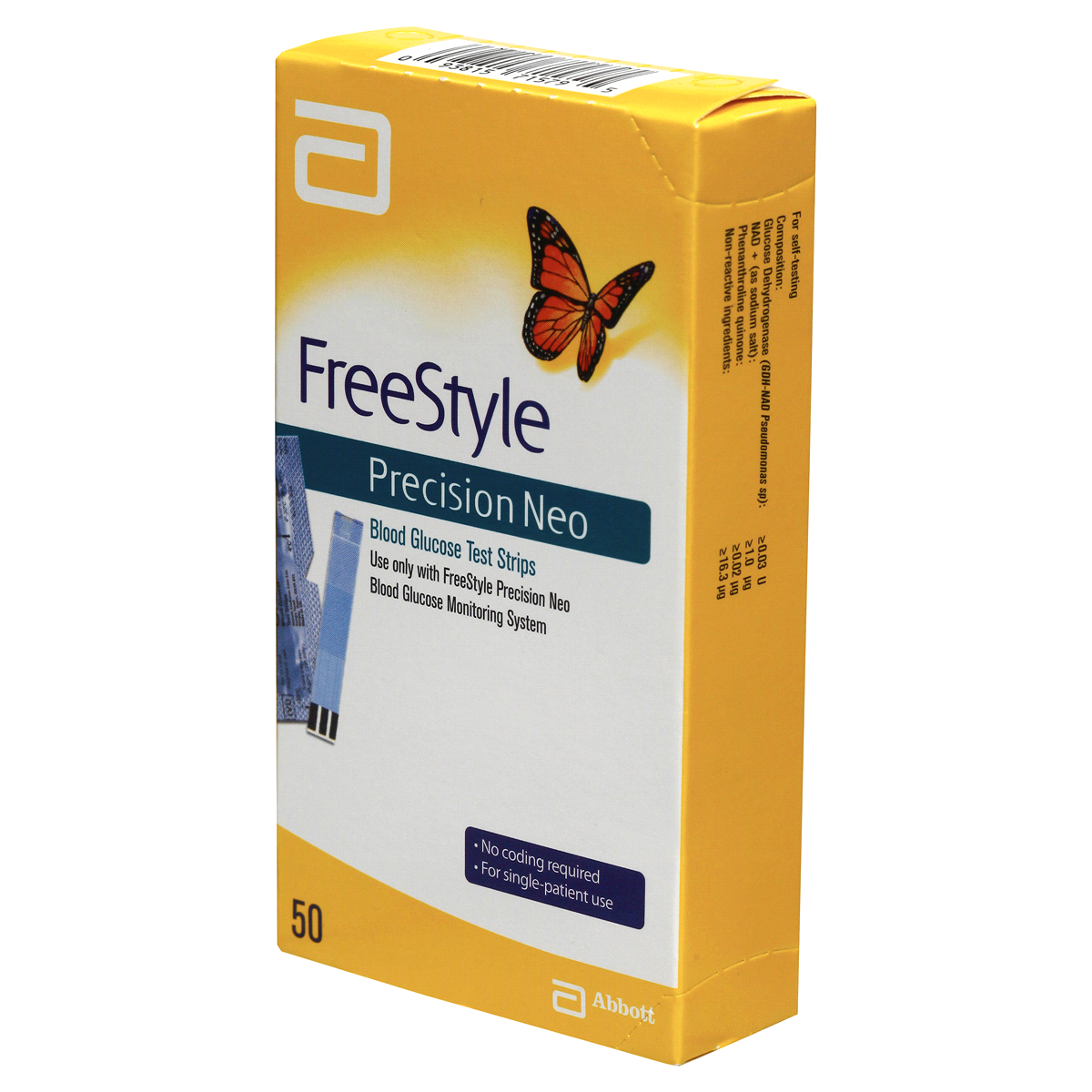 slide 4 of 8, Freestyle Precision Neo Blood Glucose Test Strips, 50 ct