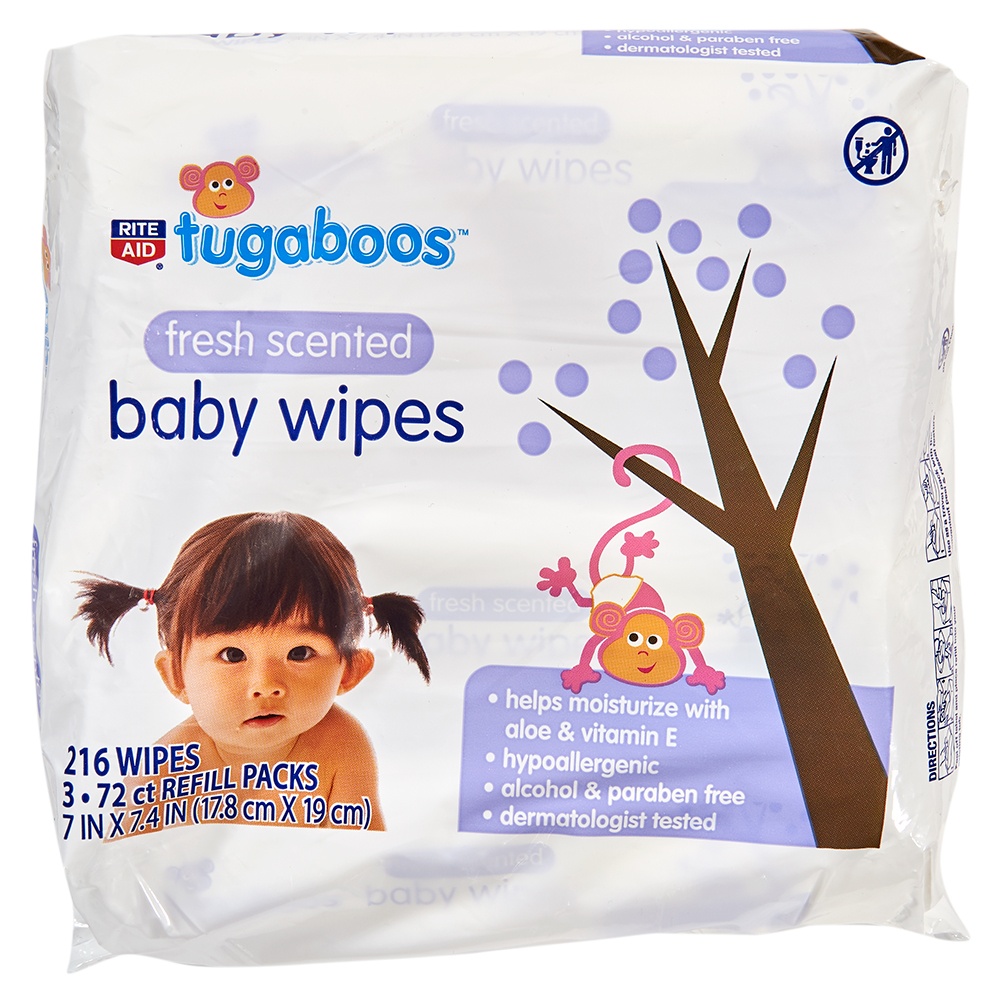 slide 1 of 2, Rite Aid Tugaboos Baby Wipes, Scented, 216 ct