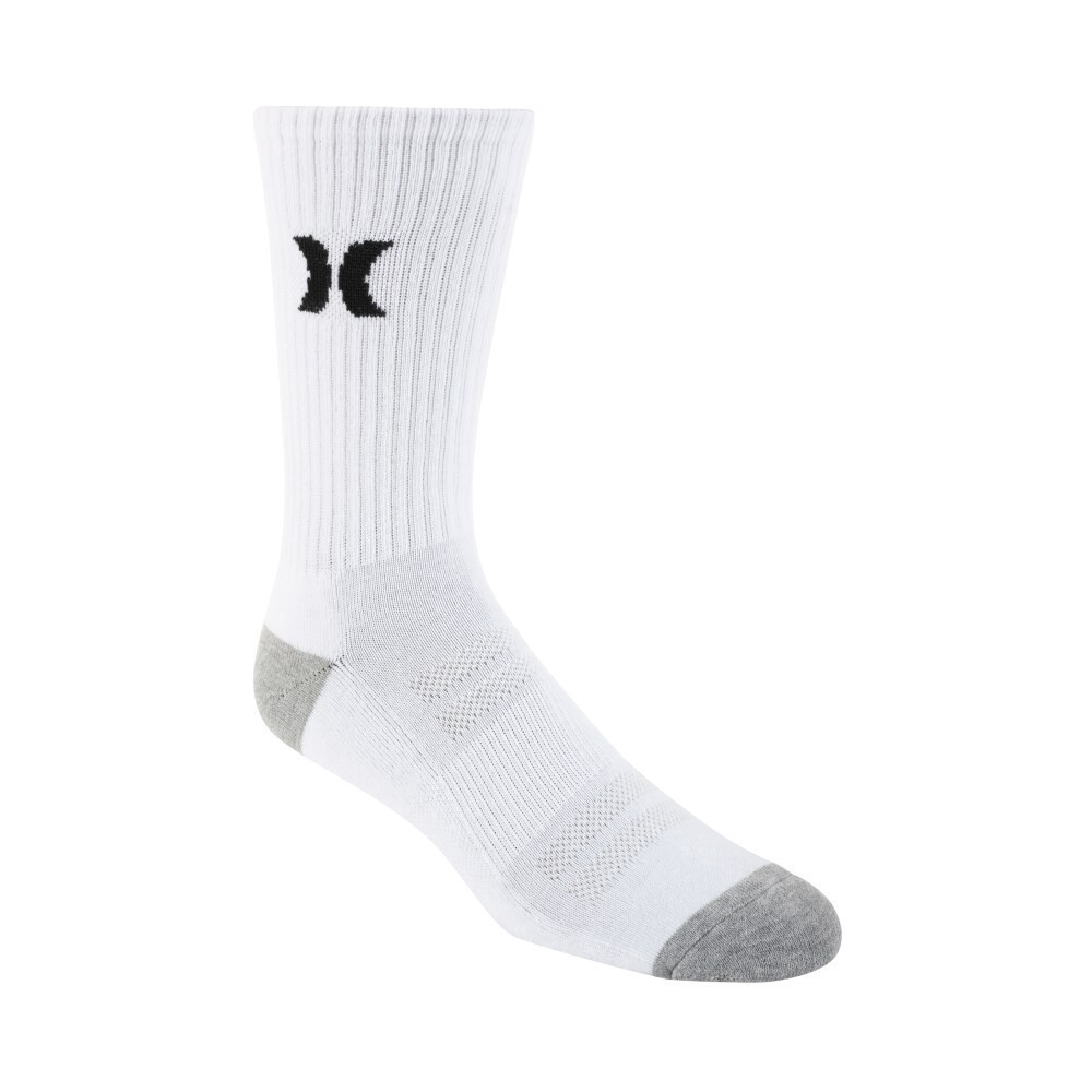 slide 2 of 3, Hurley Mens Crew Socks Multipack - White, 6 ct