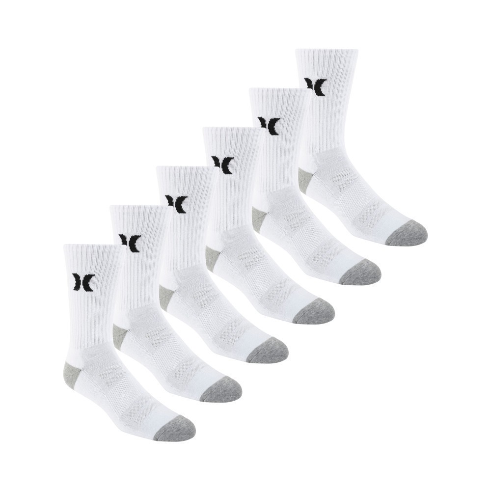 slide 1 of 3, Hurley Mens Crew Socks Multipack - White, 6 ct