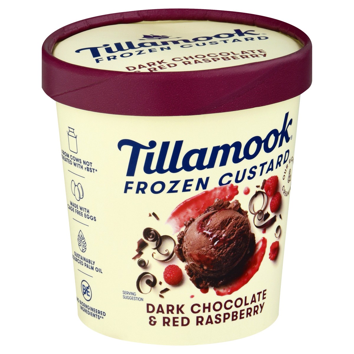 slide 2 of 9, Tillamook Dark Chocolate & Red Raspberry Frozen Custard Dessert, 381.88 g