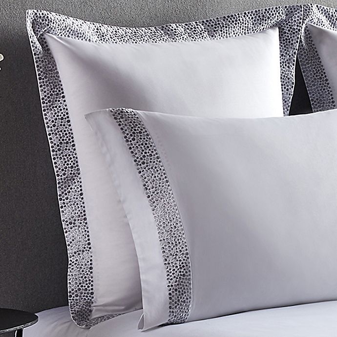 slide 1 of 1, Frette At Home Puntini European Pillow Sham - White/Grey, 1 ct