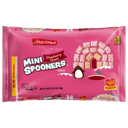 Malt-O-Meal Strawberry Cream Mini Spooners Shredded Wheat Cereal, Whole Grain Breakfast Cereal